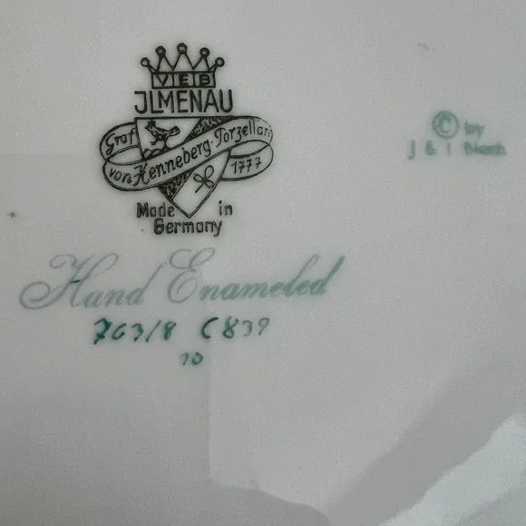 JLMenau Graf Von Henneberg Porcelain Floral Serving Plate Hand Enameled Germany - Picture 3 of 6